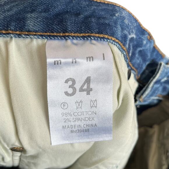 NWT mnml X514 Skinny Stacked Denim Medium Blue Flare Jeans Bootcut Bell Size 34 - Picture 3 of 13